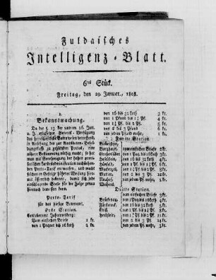 6tes Stück, Ausgabe vom 29. Januar 1808