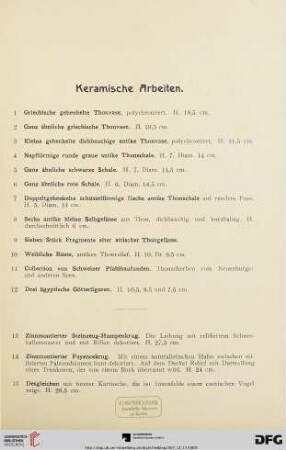 Keramische Arbeiten (Nr.1-157)
