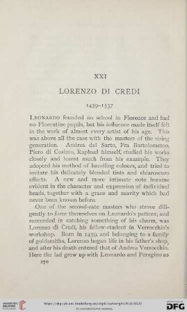 XXI. Lorenzo di Credi 1459-1537