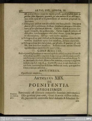 Articulus XIIX. De Poenitentia