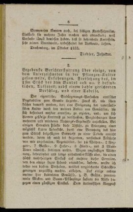 2. Ergebenste Berichterstattung über einige, von dem Unterzeichneten in der Pflanzen-Kultur gesammelte, Erfahrungen. Fortsetzung [...]