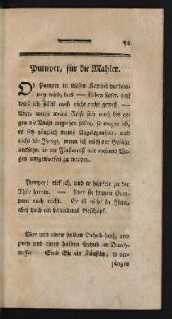 Pumper, für die Mahler