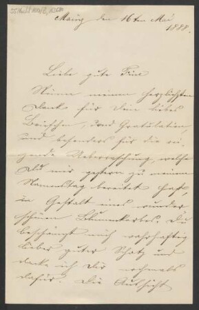Brief an Josephine Schott : 16.05.1888