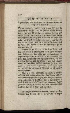 Fuenfter Abschnitt. Tugendartigkeit oder Sittsamkeit der einzelnen Glieder der buergerlichen Gesellschaft