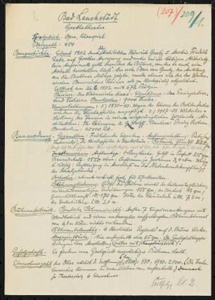 Goethe Theater, Bad Lauchstädt: Schriftstück zum Fragebogen für das Handbuch »Das Deutsche Theater«
