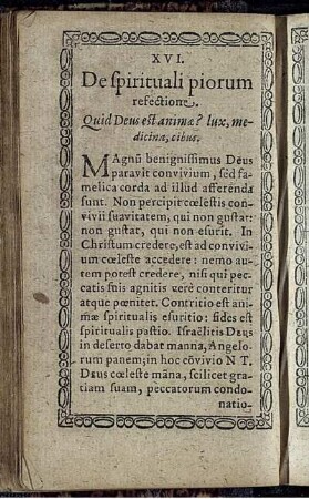 XVI. De spirituali piorum refectione