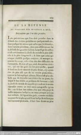De La Défense Du Passage Des Riveres A Gué. Précautions que l' on doit prendre