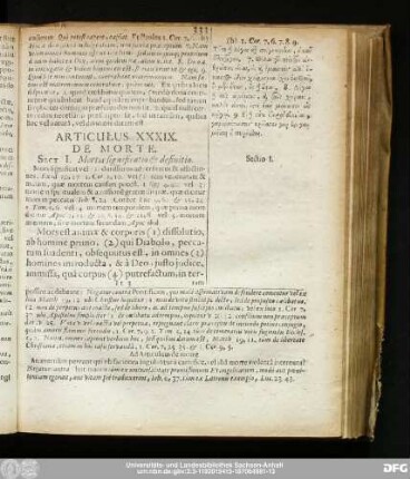 Articulus XXXIX. De Morte.