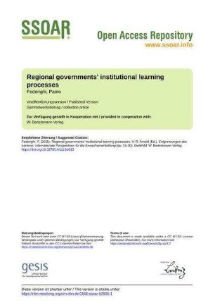 Regional governments' institutional learning processes