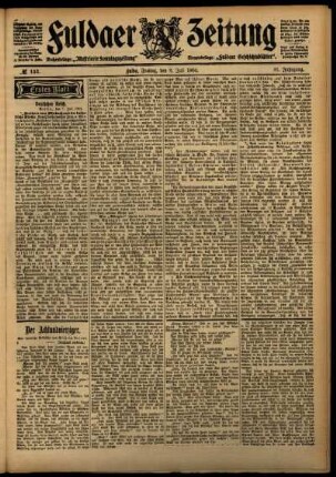 Erste Ausgabe vom Freitag, den 08. Juli 1904.