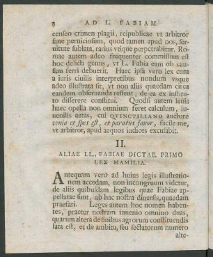 II. Aliae LL,. Fabiae Dictae Primo Lex Mamilia.