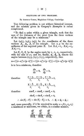 Solutions of two problems.