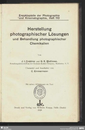 Herstellung photographischer Lösungen und Behandlung photographischer Chemikalien