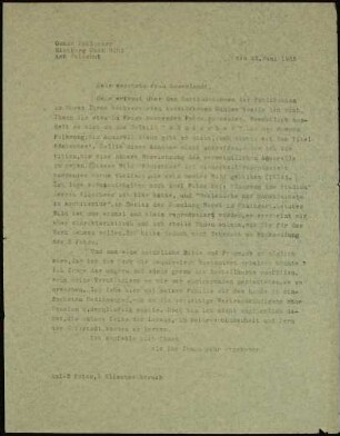Sehr verehrte Frau Sauerlandt, Sehr erfreut über das Zustandekommen...