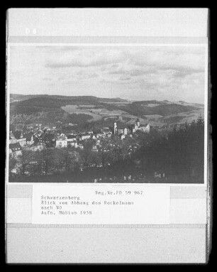 Schwarzenberg. Stadtansicht. Blick vom Abhang des Rockelmann nach Nordosten