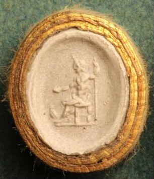 Thronender Jupiter Philius mit einem Adler zu seinen Füßen (Daktyliothek, Supplement)