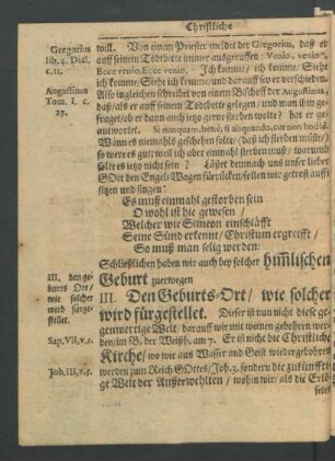 III. Den Geburts-Ort/ wie solcher wird fürgestellet.