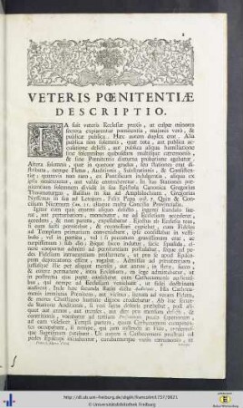 Veteris poenitentiae descriptio.