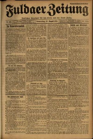 Ausgabe vom Donnerstag, den 23. August 1923.