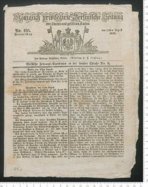 "Königlich privilegirte Berlinische Zeitung von Staats- und gelehrten Sachen"