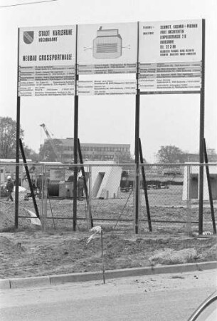 Bau einer Großsporthalle (Europahalle) im Beiertheimer Feld nach dem Entwurf des Architektenbüros Schmitt & Kasimir