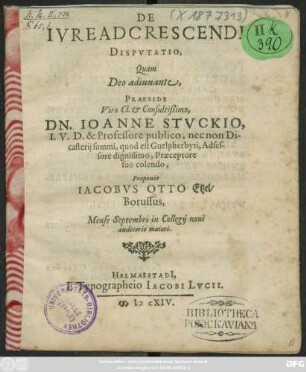 De Iure Adcrescendi Disputatio