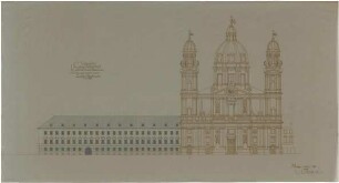 Gsaenger, Gustav; München, Theatinerstr.; Bayerisches Kultusministerium, Erweiterung - Vorprojekt Erweiterungsbau, Variante zum Bauentwurf, Theatinerstr. (Ansicht)