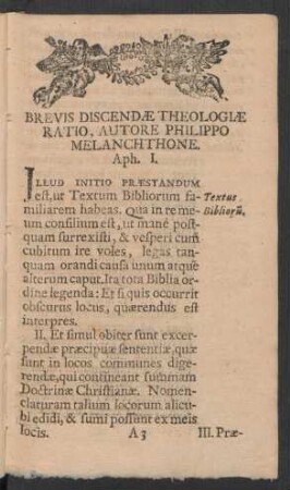 Brevis Discendae Theologiae Ratio, Autore Philippo Melanchthone
