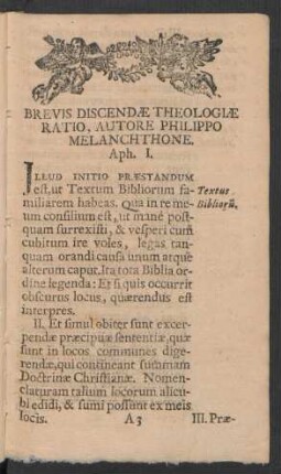 Brevis Discendae Theologiae Ratio, Autore Philippo Melanchthone