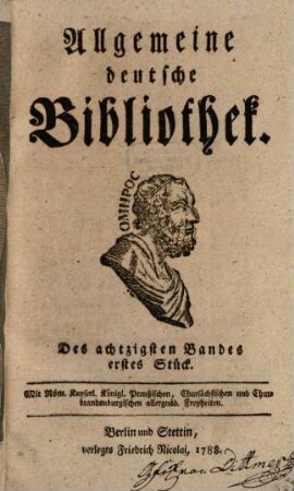 Allgemeine deutsche Bibliothek. 80. 1788