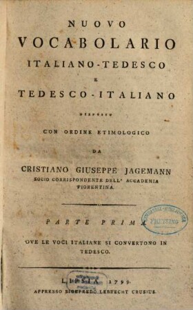 Nuovo Vocabolario Italiano-Tedesco E Tedesco-Italiano, 1. Ove Le Voci Italiane Si Convertono In Tedesco