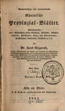 Gemeinnützige und unterhaltende rheinische Provinzial-Blätter, 1. 1834, Nr. 3