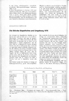 Die Störche Stapelholms und Umgebung 1976