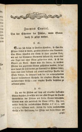 491-507, Zweytes Capitel. Von den Schnitten der Flächen, wenn Ebenen durch sie gelegt werden.
