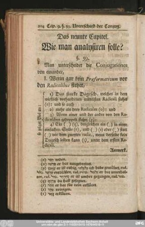 Das neunte Capitel. Wie man analysiren solle?