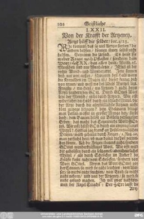 LXXII. Von der Krafft der Artzeney. Artzt hilff dir selber, Luc. 4, 23.