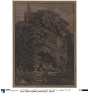 Kirche im gotischen Stil hinter Bäumen