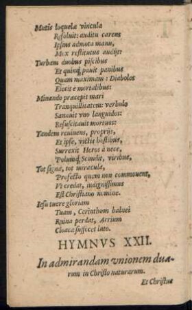 Hymnus XXII. In admirandam unionem duarum in Christo naturarum.