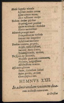 Hymnus XXII. In admirandam unionem duarum in Christo naturarum.