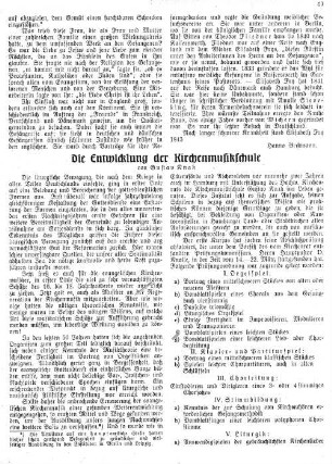 Die Entwicklung der Kirchenmusikschule
