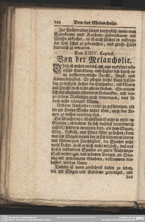 Das XXIV. Capitel. Von der Melancholie