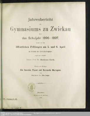 1896/97: Jahresbericht des Gymnasiums zu Zwickau : über das Schuljahr ...