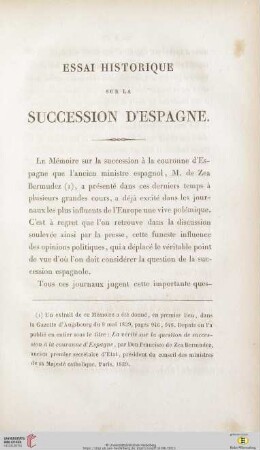 Essai historique sur la succession d'Espagne