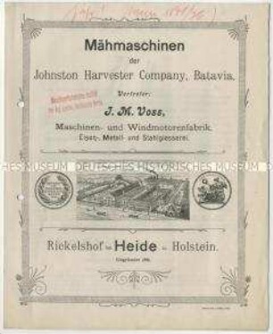 Mähmaschinen der Johnston Harvester Company in USA