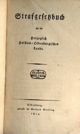 Strafgesetzbuch für die herzoglich Holstein-Oldenburgischen Lande