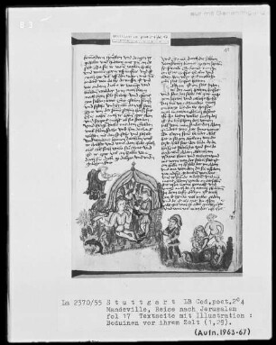 Jean de Mandeville, Reise nach Jerusalem — Beduinen vor ihrem Zelt, Folio 17recto