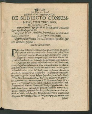 Disputatio Theologica, De Subiecto Consummato, Vero Theologo
