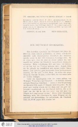 Zur deutschen Etymologie