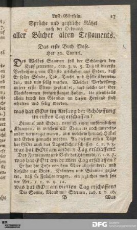 Sprüche und geistliche Rätzel nach der Ordnung aller Bücher alten Testaments