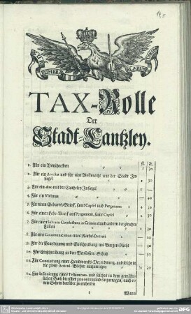 Tax-Rolle der Stadt-Cantzley